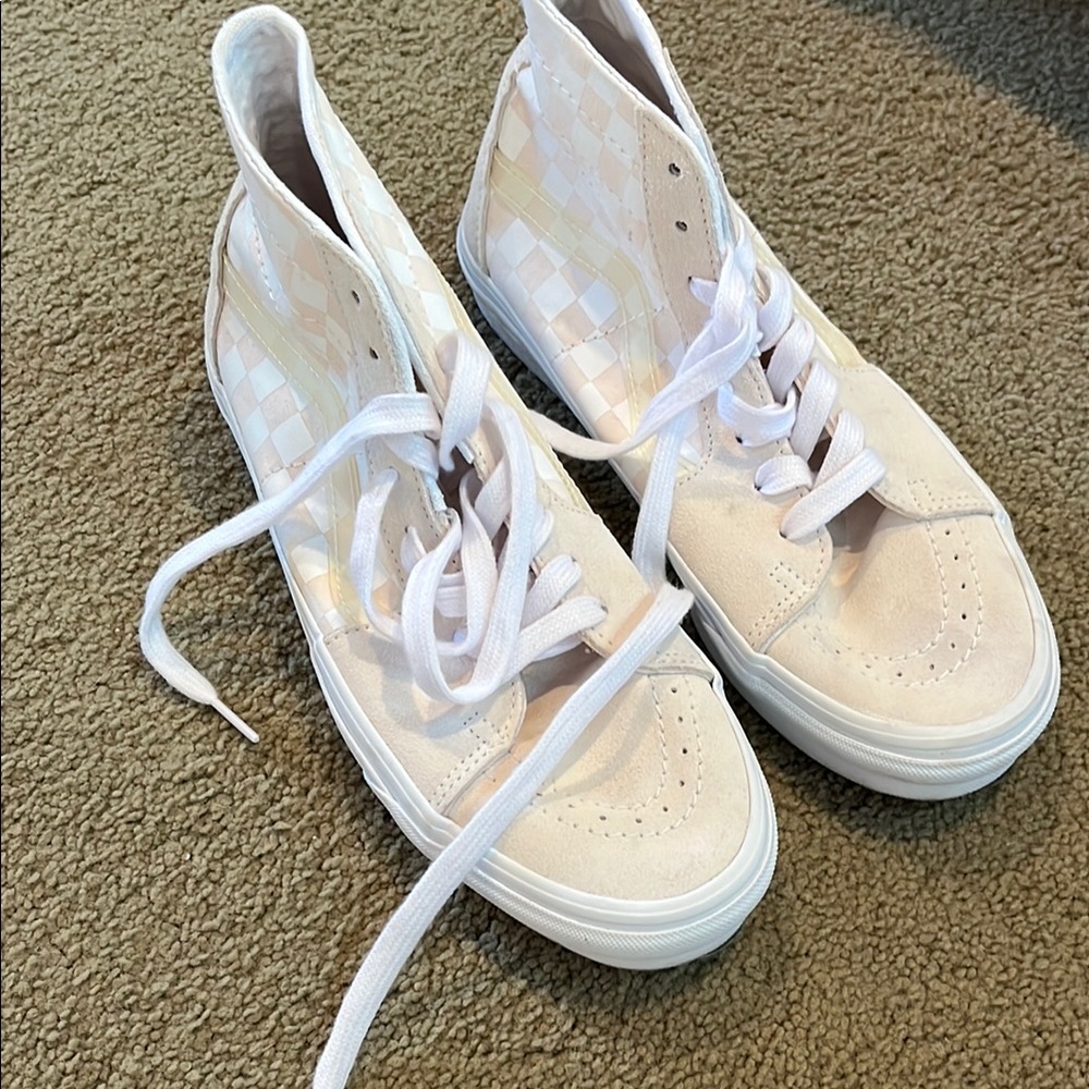 Vans Cream and White Sneakers Classic Canvas Design
